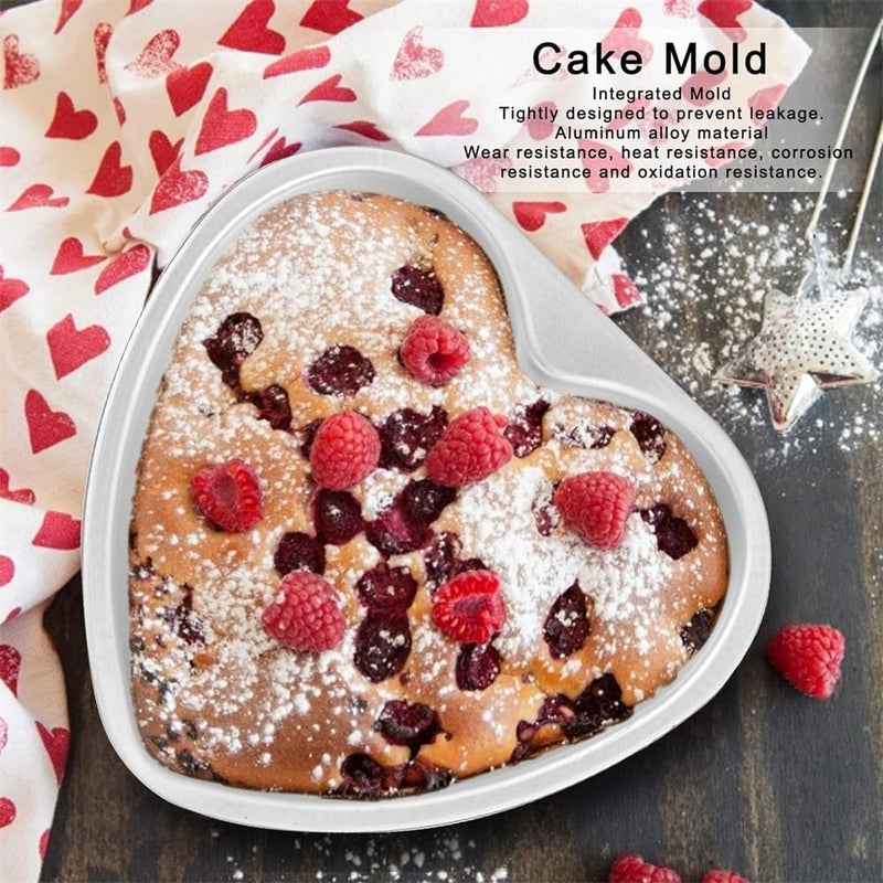 Azonee Heart Shaped Cake Pan, 8 Inch Aluminium Cake Baking Pans, Muffin Cheesecake Mold Bakeware with Removable Bottom, Nonstick Heart Shaped Molds for Kitchen Birthday Valentine Day Wedding - Image 2