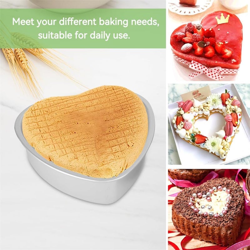 Azonee Heart Shaped Cake Pan, 8 Inch Aluminium Cake Baking Pans, Muffin Cheesecake Mold Bakeware with Removable Bottom, Nonstick Heart Shaped Molds for Kitchen Birthday Valentine Day Wedding - Image 5