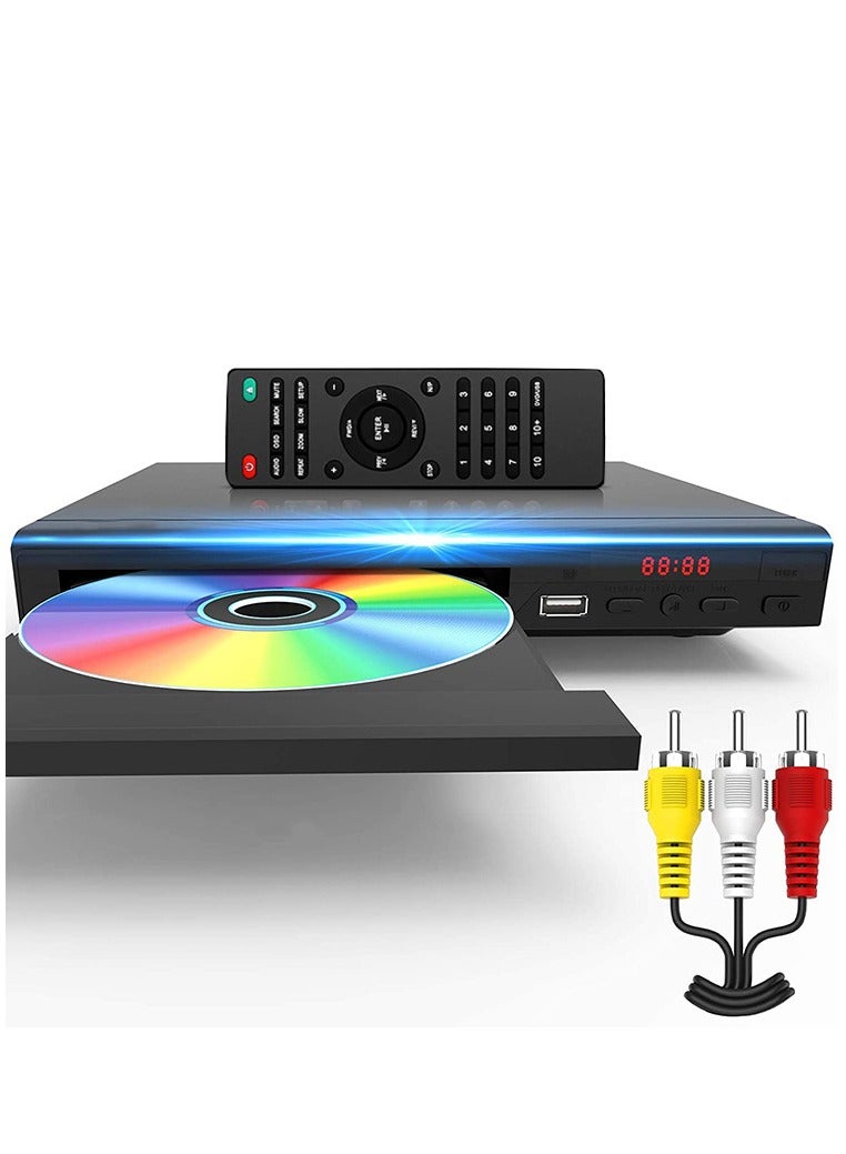 DVD Player Multi Region Full for Multimedia Digital TV Disc Home HDMI DVD Player High Definition Support U Disk CD/ EVD/ VCD Player with AV Output Microphone Stereo System (Black) - Image 1