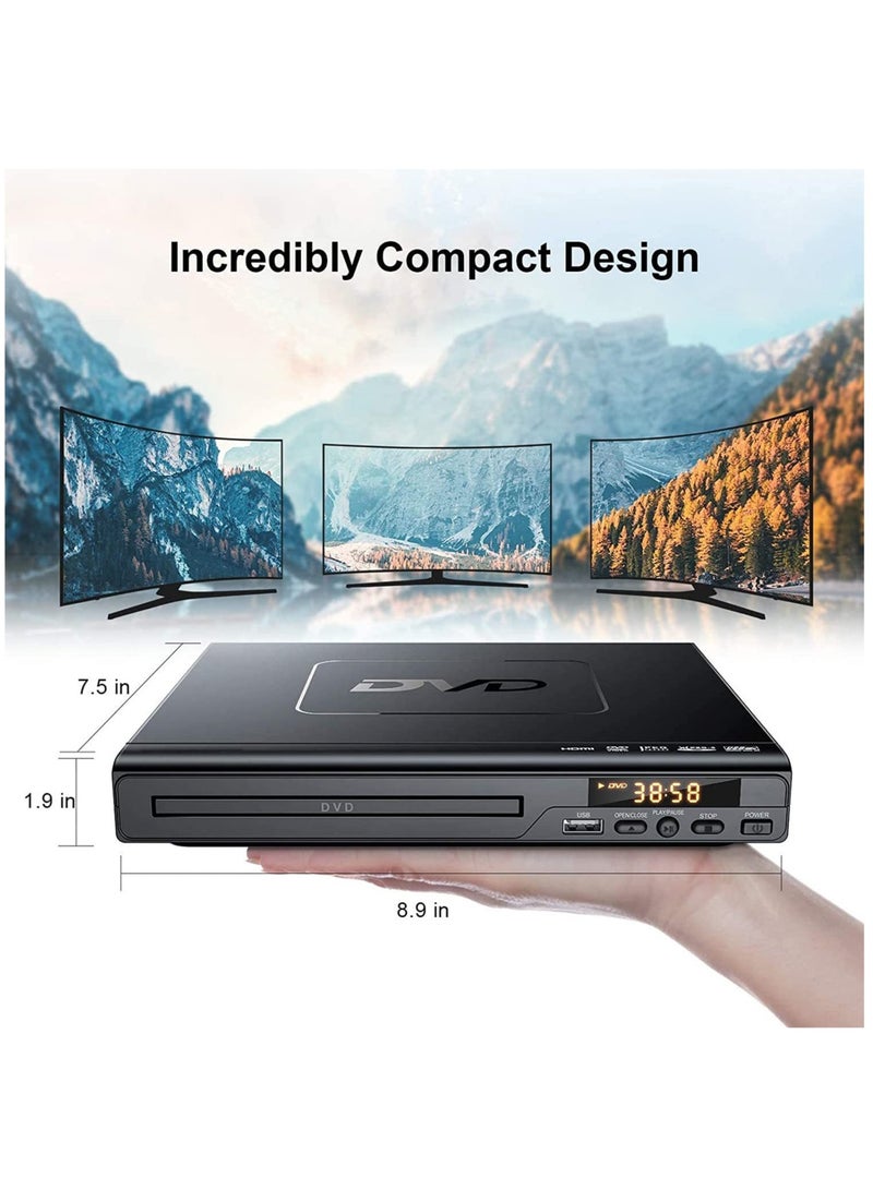 DVD Player Multi Region Full for Multimedia Digital TV Disc Home HDMI DVD Player High Definition Support U Disk CD/ EVD/ VCD Player with AV Output Microphone Stereo System (Black) - Image 4