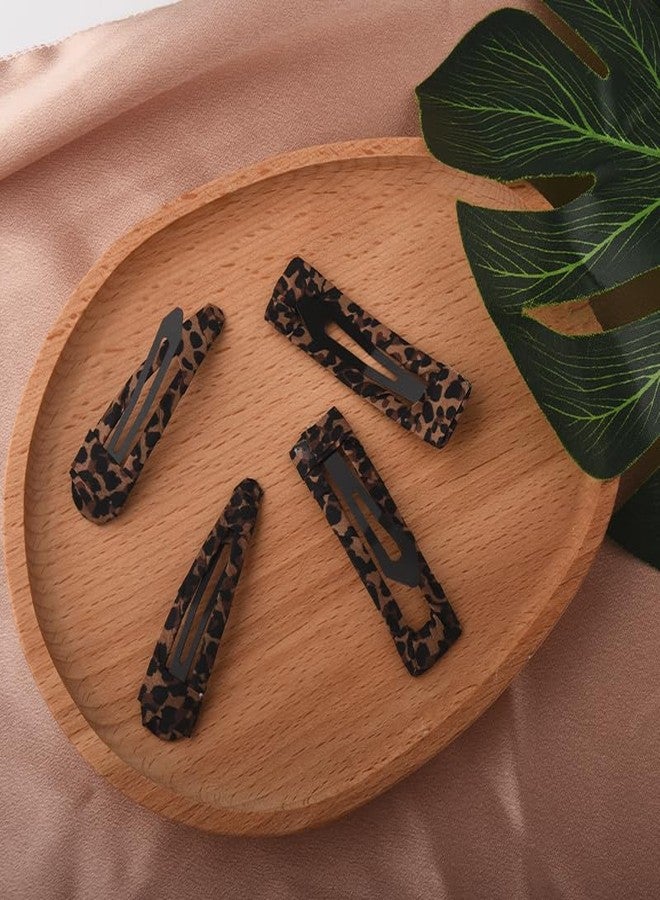 Sdopbinbin Leopard Print Hair Clips for Women Girls French Barrette Hair Clips for Thin Thick Hair Barrette for Pony Tail Bangs Square Hair Clip for Women Non Slip Leopard Hair Accessories 4 PCS - Image 3