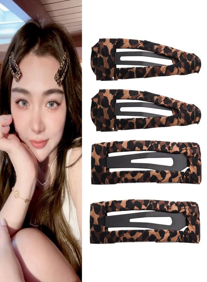 Sdopbinbin Leopard Print Hair Clips for Women Girls French Barrette Hair Clips for Thin Thick Hair Barrette for Pony Tail Bangs Square Hair Clip for Women Non Slip Leopard Hair Accessories 4 PCS - Image 1