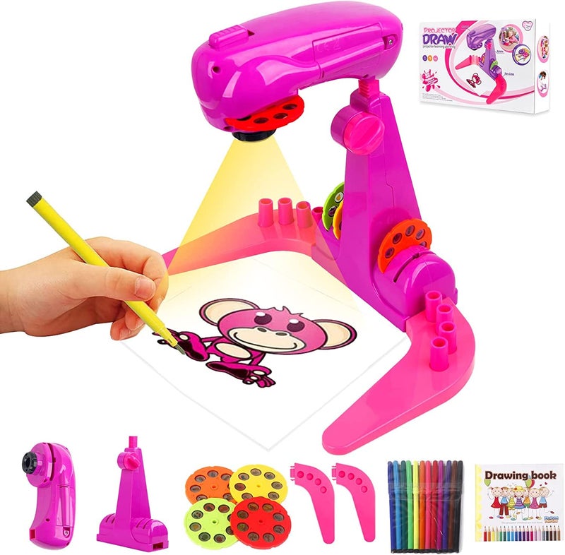 LEERFEI Drawing Projector for Kids ToySmart Art Sketcher Projector Kid Toys with 32 Slide Cartoon Patterns and 12 Color Brush Adjustable Pattern SizeSuitable for Children to Learn to Draw and Sketch - Image 2