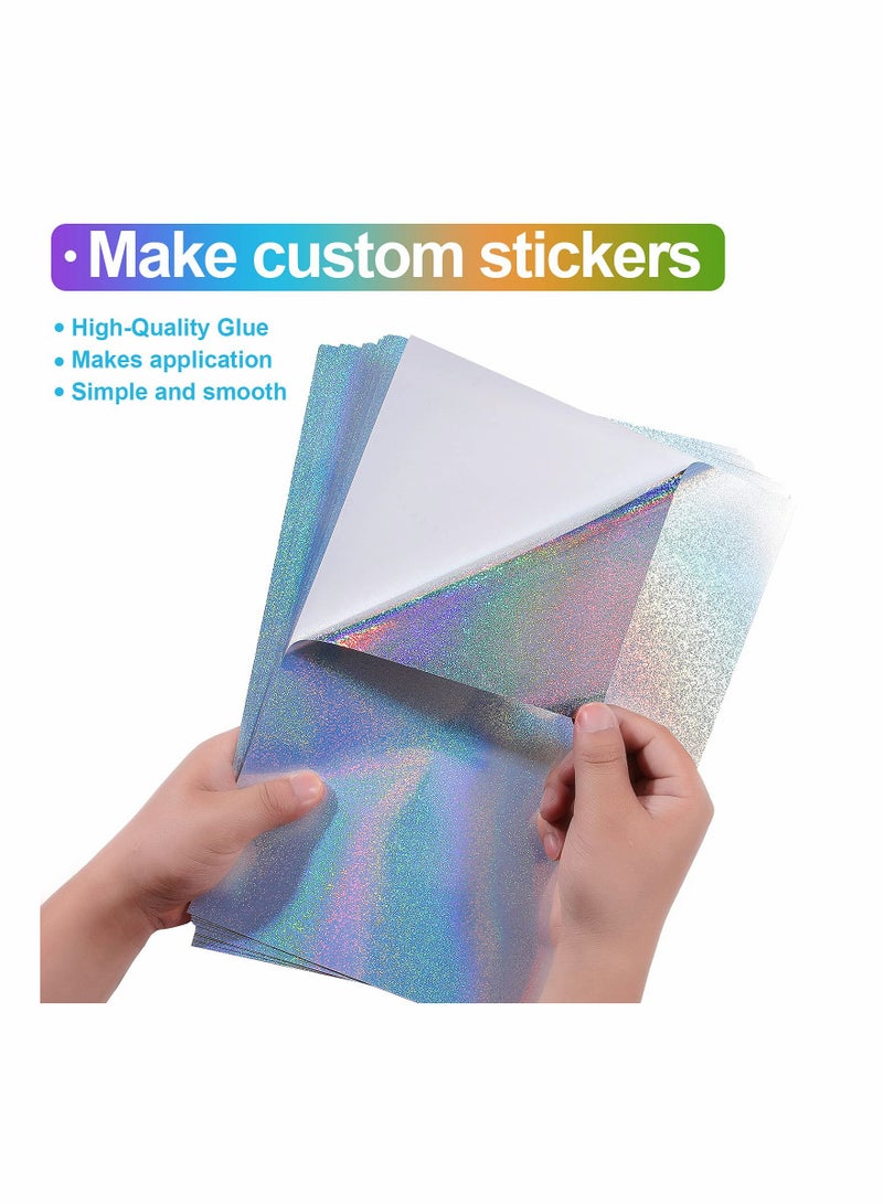 KASTWAVE Holographic Printable Vinyl Sticker Paper, Dries Quickly Waterproof Sticker Paper 20Pcs (Dot) - Image 4