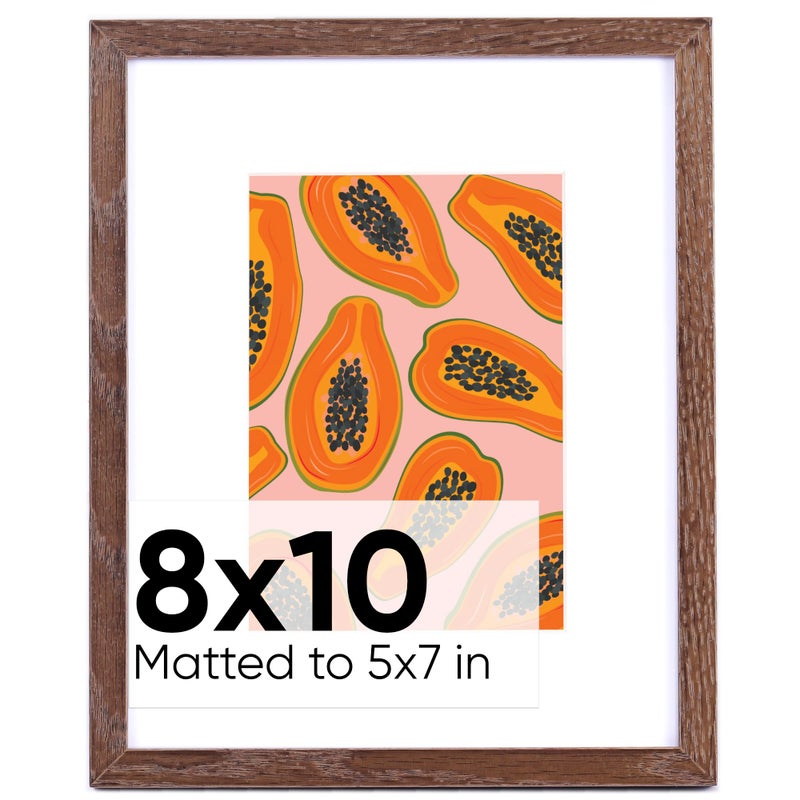 Homeforia Homeforia 8x10 Picture Frame Brown  Premium Dark Oak Wood Picture Frames 8x10 with 5x7 Mat  8 x 10 Brown Wooden Photo Frame for Wall  Tempered Glass  Wall Hook Included  Set of 1 - Image 1