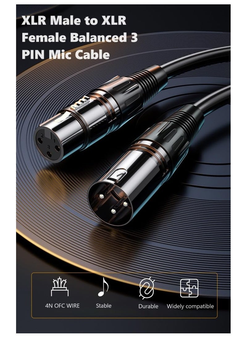 Generic XLR Cables, Microphone Cables (10 ft 4N OFC WIRE) XLR Male to XLR Female Balanced 3 PIN Mic Cables. Compatible with Preamps Speaker Systems and More, 6MM PVC Jacket, XLR Cable  - Image 2