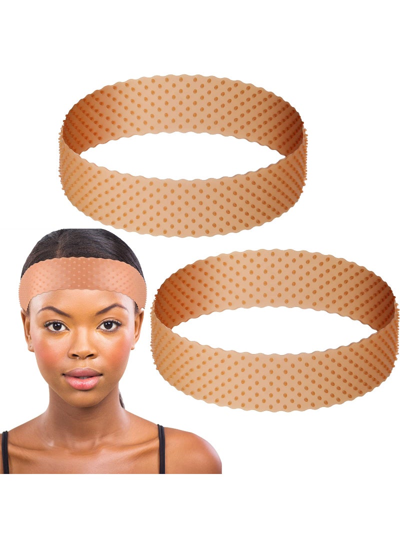 WILLBOND WILLBOND 2 Pieces Silicone Wig Grip Band Adjustable Silicone Wig Headband No Slip Wig Bands Seamless Wig Holder for Men Women Sports Yoga Dark Brown 