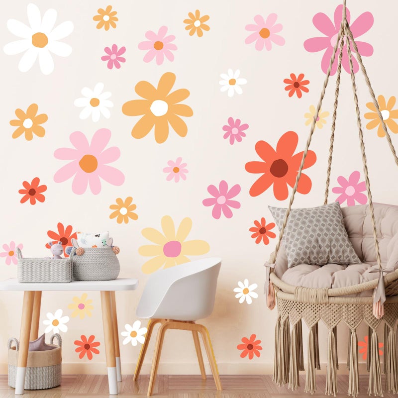 TaoBary 12 Sheets Daisy Wall Decals Flower Wall Stickers Large Daisy Wall Stickers Daisy Decals for Wall Peel and Stick for Nursery Bedroom Living Room Wall Decor (Lovely Style) - Image 1