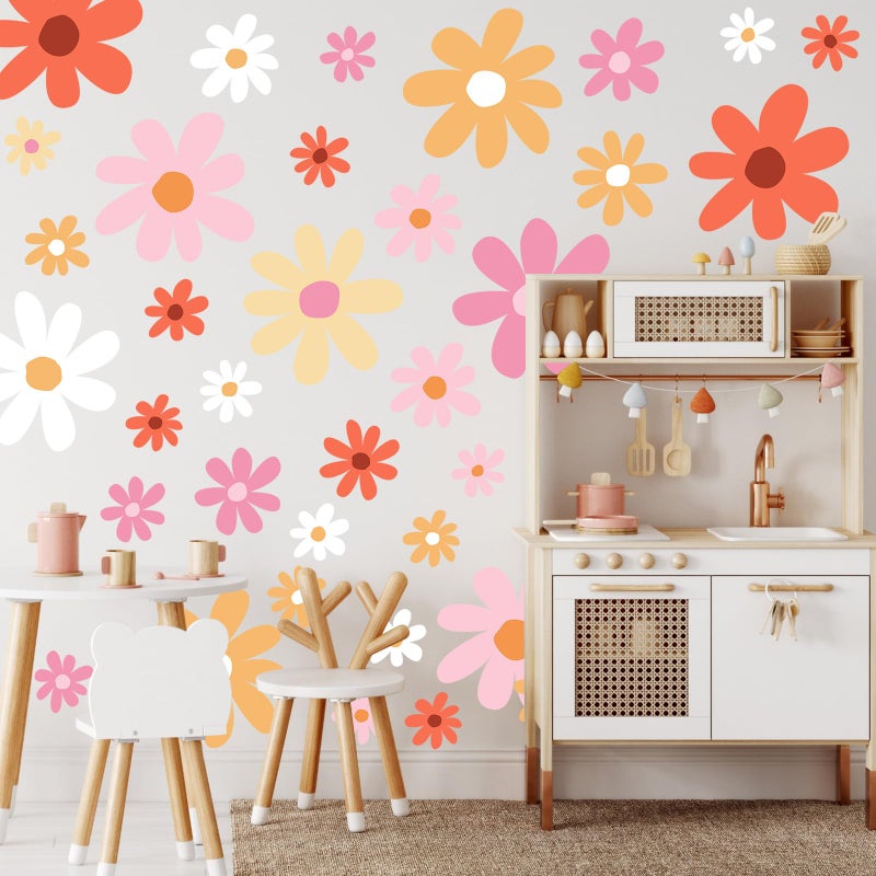 TaoBary 12 Sheets Daisy Wall Decals Flower Wall Stickers Large Daisy Wall Stickers Daisy Decals for Wall Peel and Stick for Nursery Bedroom Living Room Wall Decor (Lovely Style) - Image 4