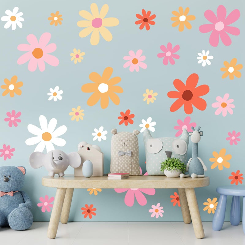 TaoBary 12 Sheets Daisy Wall Decals Flower Wall Stickers Large Daisy Wall Stickers Daisy Decals for Wall Peel and Stick for Nursery Bedroom Living Room Wall Decor (Lovely Style) - Image 3
