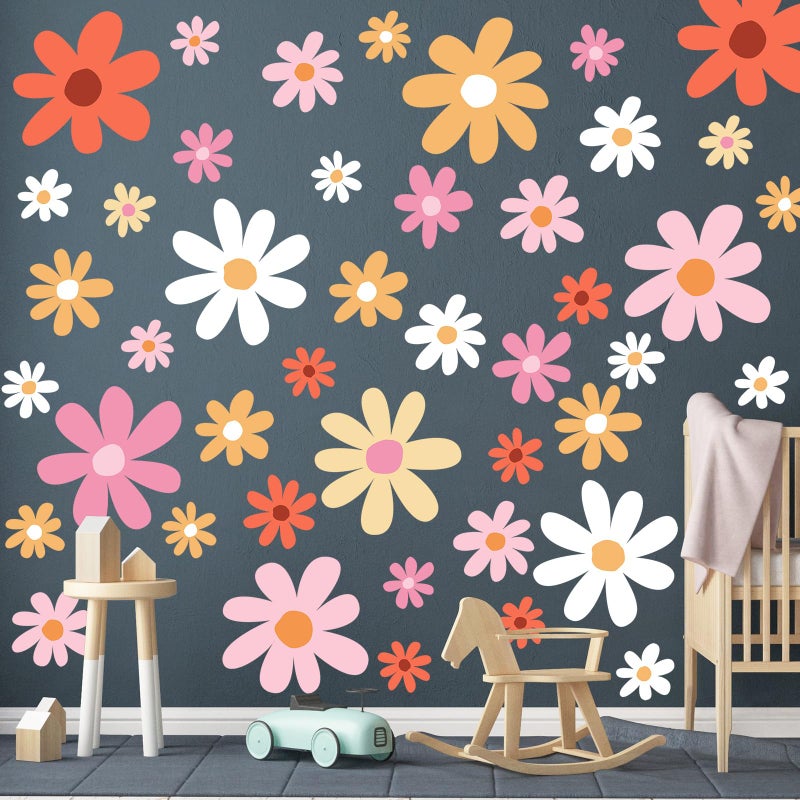 TaoBary 12 Sheets Daisy Wall Decals Flower Wall Stickers Large Daisy Wall Stickers Daisy Decals for Wall Peel and Stick for Nursery Bedroom Living Room Wall Decor (Lovely Style) - Image 5