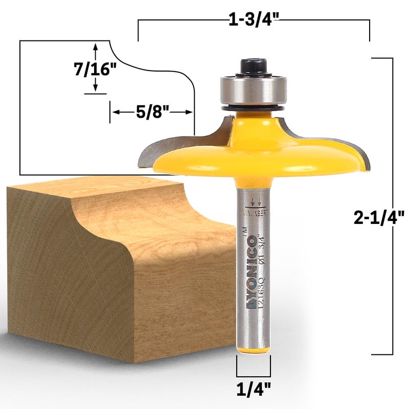 Yonico Router Bits Door and Drawer Front Edging Ogee Euro Style 1/4-Inch Shank 12163q - Image 2
