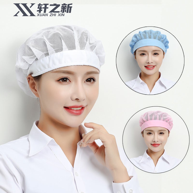 Work Cap Female Workshop Mesh Cap Factory Chef Female Kitchen Dustproof Breathable Sanitary Packaging Factory Hat Male - Image 3