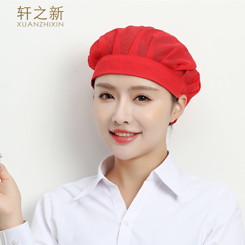 Work Cap Female Workshop Mesh Cap Factory Chef Female Kitchen Dustproof Breathable Sanitary Packaging Factory Hat Male - Image 1