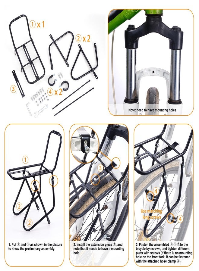 HOMEE Bicycle Front Rack, 15KG Capacity Bike Cargo Rack, Mountain Road Bike Cycling Equipment Stand Foot Stock for Cargo Luggage Picnic Carrier Rack - Image 5