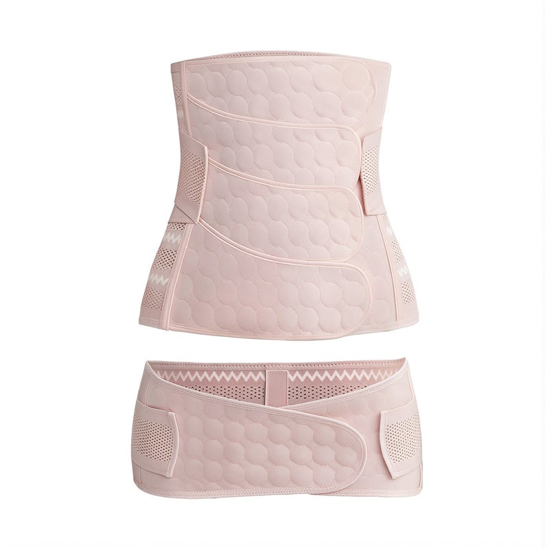 Postpartum Waist Trainer Pink M Everyday Wear for Workout Sleep Housework Full Set - Image 4