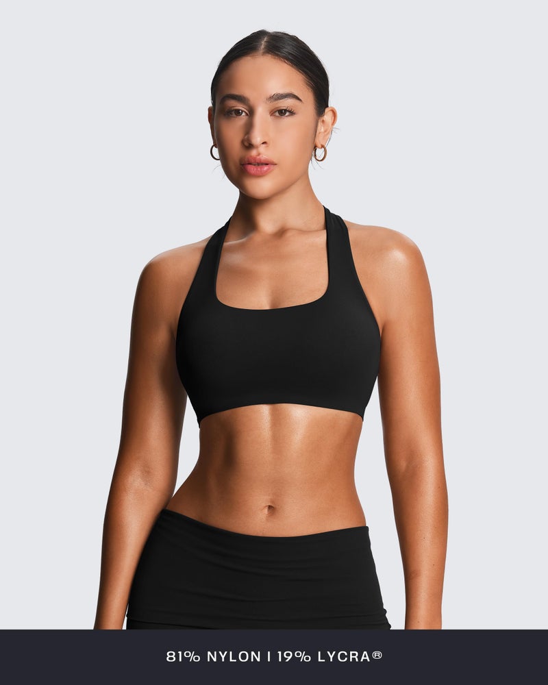 Aoxjox Women's Workout Sports Bras Fitness Training Gym Athlenza T-Back Bra Lumastretchâ„¢ Yoga Crop Tank (Black, Small) - Image 3