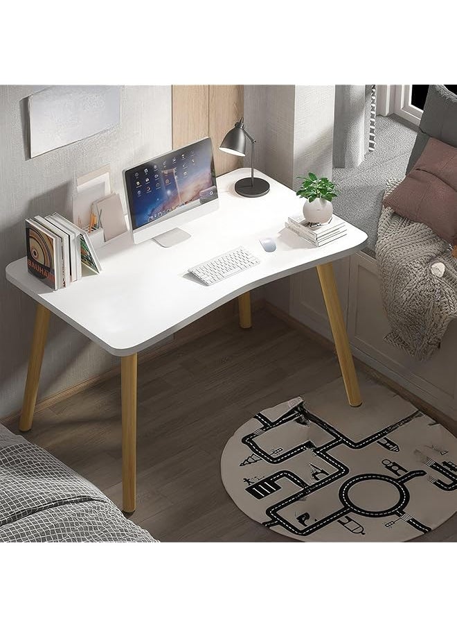 erorex Modern Simple Office Desk White Computer Desk Modern Wooden Writing Desk Ergonomic Arch Design Suitable For Students Pc Laptop Workstation Office And Living Room  - Image 1