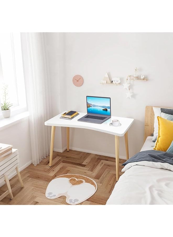 erorex Modern Simple Office Desk White Computer Desk Modern Wooden Writing Desk Ergonomic Arch Design Suitable For Students Pc Laptop Workstation Office And Living Room  - Image 5