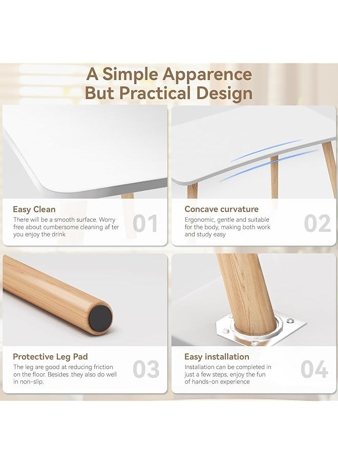 erorex Modern Simple Office Desk White Computer Desk Modern Wooden Writing Desk Ergonomic Arch Design Suitable For Students Pc Laptop Workstation Office And Living Room  - Image 3