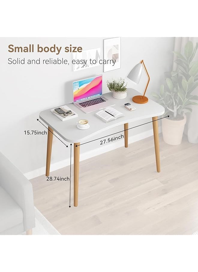 erorex Modern Simple Office Desk White Computer Desk Modern Wooden Writing Desk Ergonomic Arch Design Suitable For Students Pc Laptop Workstation Office And Living Room  - Image 2