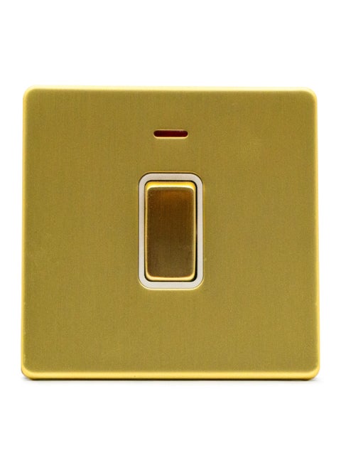 ADMORE Modern Single Light Switch with LED Indicator, Square Gold Brushed Metal Faceplate