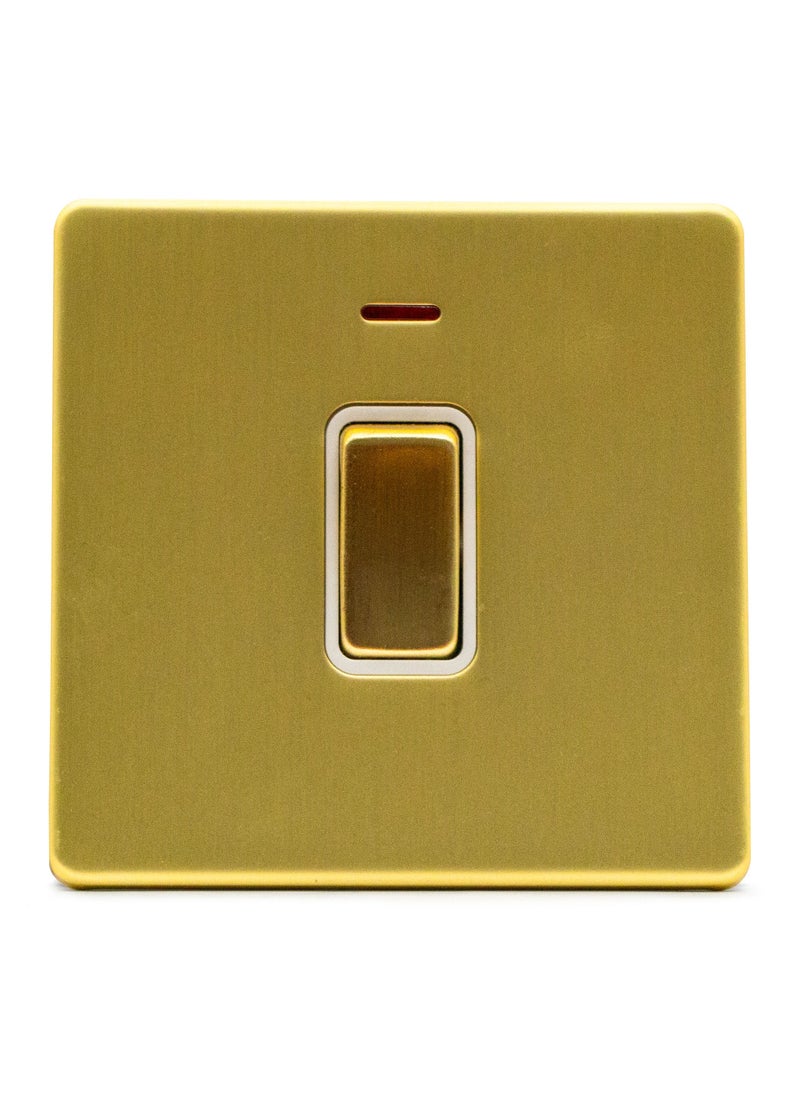 ADMORE Modern Single Light Switch with LED Indicator, Square Gold Brushed Metal Faceplate
