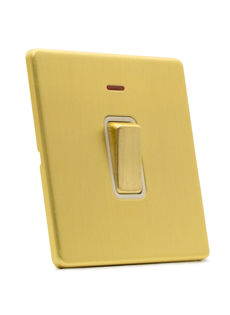ADMORE Modern Single Light Switch with LED Indicator, Square Gold Brushed Metal Faceplate