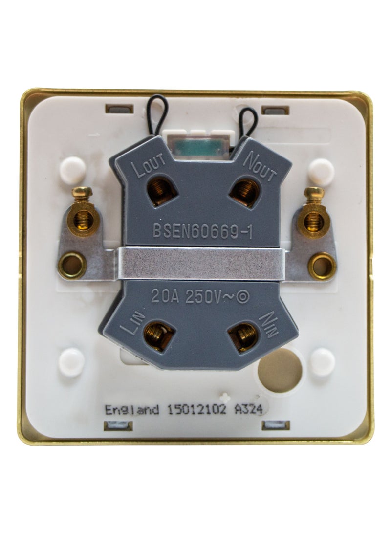 ADMORE Modern Single Light Switch with LED Indicator, Square Gold Brushed Metal Faceplate