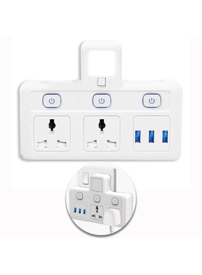 مقبس كهربائي متعدد مع 3 منافذ USB – محول جداري ثنائي مع إضاءة ليلية وحماية للمنزل والمكتب والسفر - Image 1