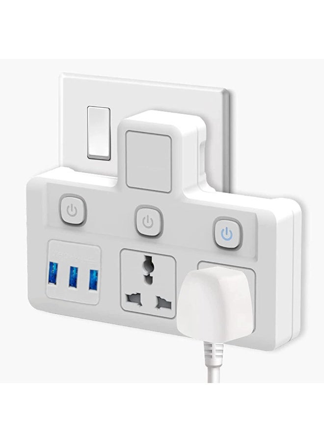 مقبس كهربائي متعدد مع 3 منافذ USB – محول جداري ثنائي مع إضاءة ليلية وحماية للمنزل والمكتب والسفر - Image 4