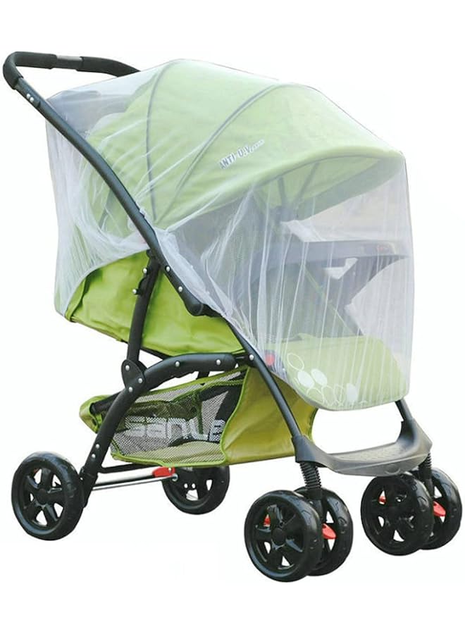 إي سي في في شبكة ناموسية عالية الكثافة لعربة الأطفال بغطاء كامل شبكة ناموسية متعددة الأغراض قابلة للتنفس لحامل الأطفال وعربة الأطفال ومقاعد السيارة باللون الأبيض - Image 1