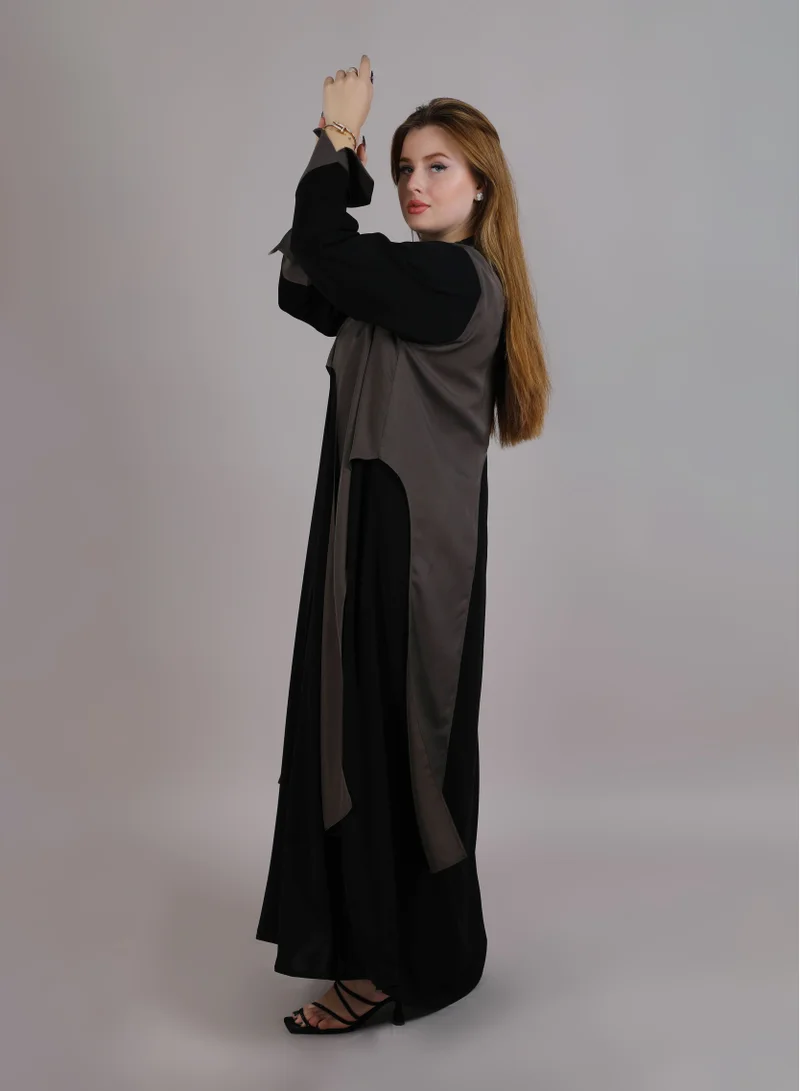 أم سكوير فاشن Msquare Black Crepe Layered Abaya