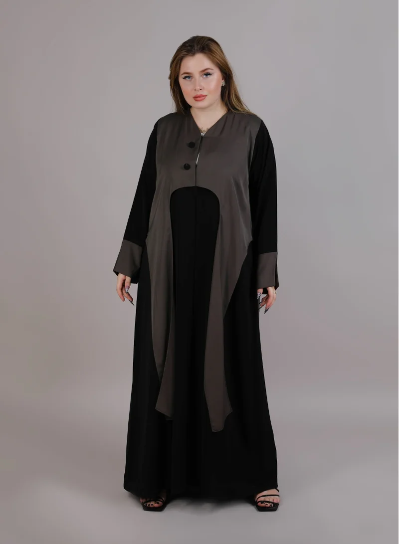 أم سكوير فاشن Msquare Black Crepe Layered Abaya