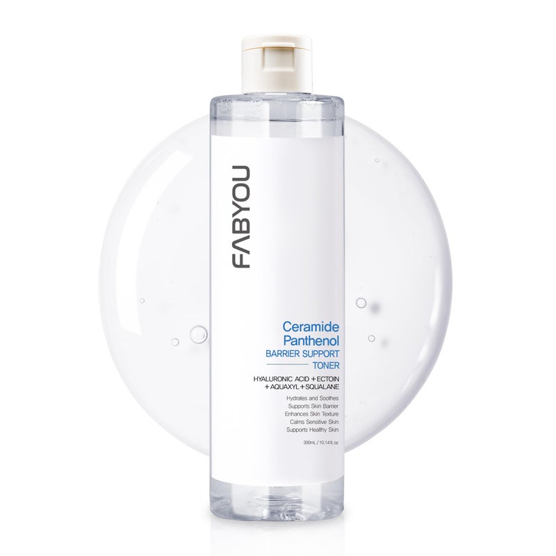 Fabyou تونر دعم الحاجز سيراميد بانثينول 10.14 أونصة سائلة - تونر مرطب للوجه للبشرة الحساسة، إصلاح الحاجز وتهدئة مع 8 أنواع من حمض الهيالورونيك، العناية بالبشرة الكورية - Image 1