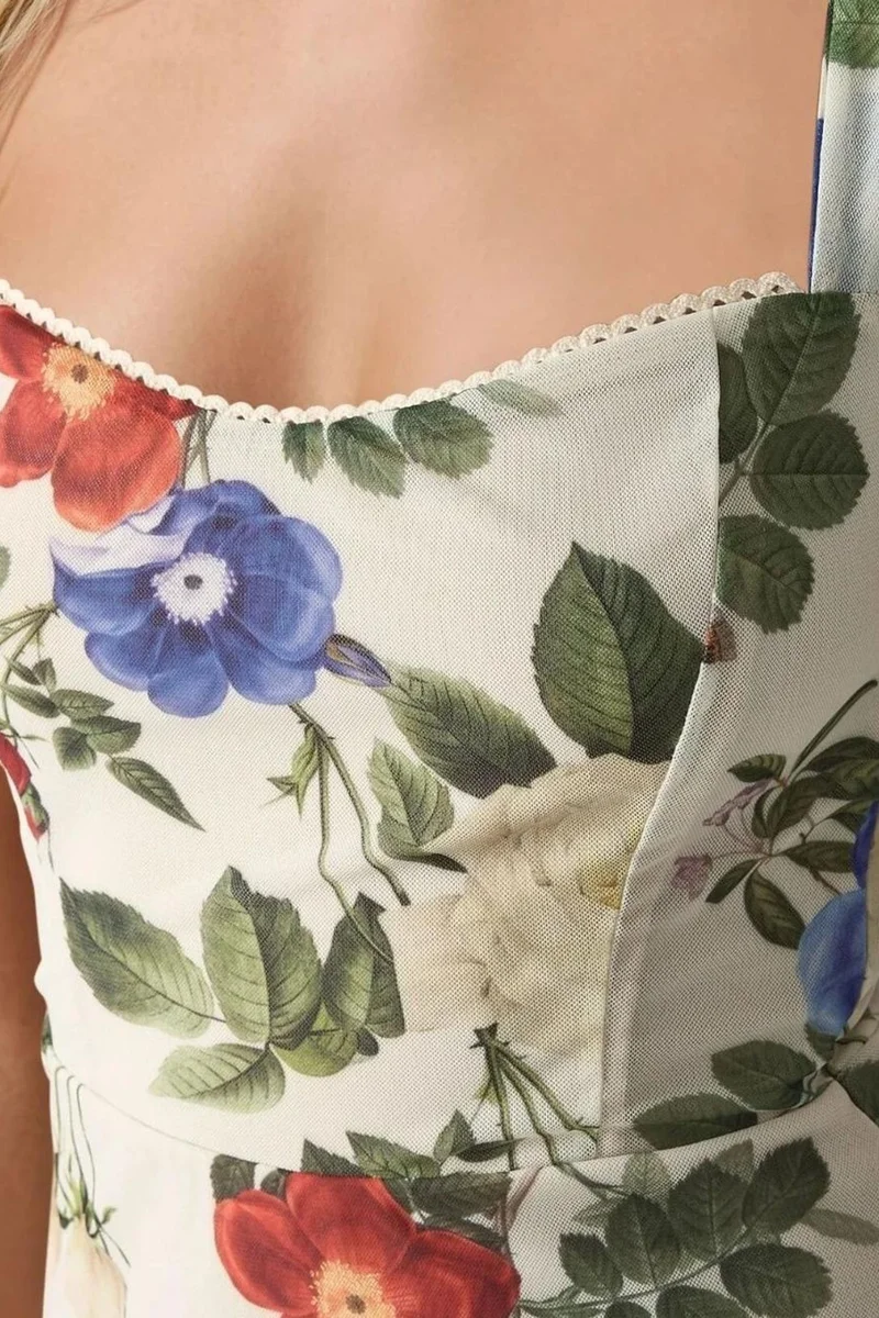 Hiccup Patterned Maxi Dress with Heart Collar