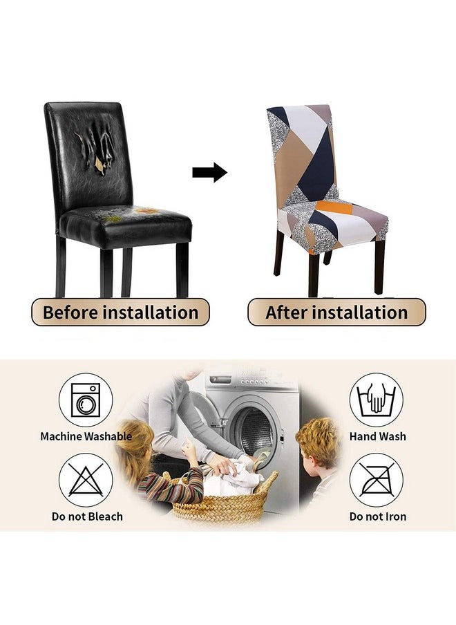 Styleys Styleys Polyester Spandex Chair Cover Stretch Removable Washable Short Dining Chair Cover Protector Seat Slipcover (Set of 8, Orange Prism, SLMC-153)  - Image 5