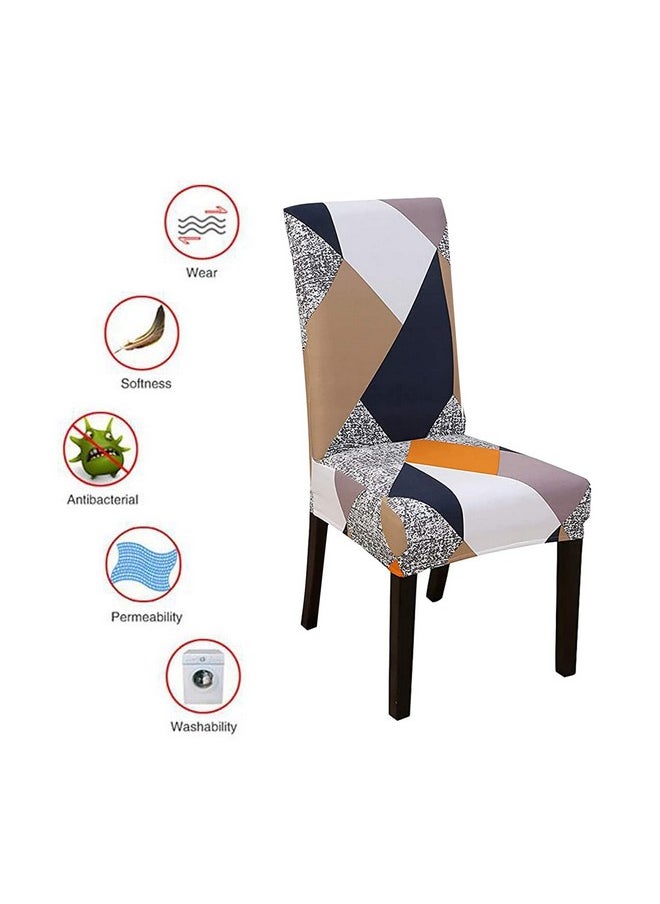 Styleys Styleys Polyester Spandex Chair Cover Stretch Removable Washable Short Dining Chair Cover Protector Seat Slipcover (Set of 8, Orange Prism, SLMC-153)  - Image 4