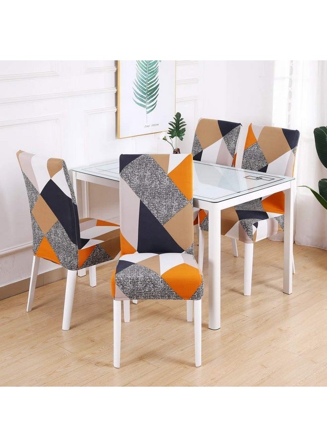 Styleys Styleys Polyester Spandex Chair Cover Stretch Removable Washable Short Dining Chair Cover Protector Seat Slipcover (Set of 8, Orange Prism, SLMC-153)  - Image 2