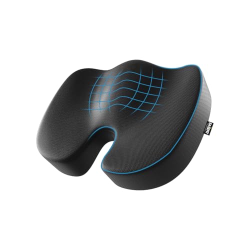 EASEFIT Coccyx Cushion for Tailbone Pain, Memory Foam Sitting Pillow | 2 Year Warranty | Sciatica & Lower Backpain Relief | Anti-Skid Support for Office/Home Chair – Black - Image 1