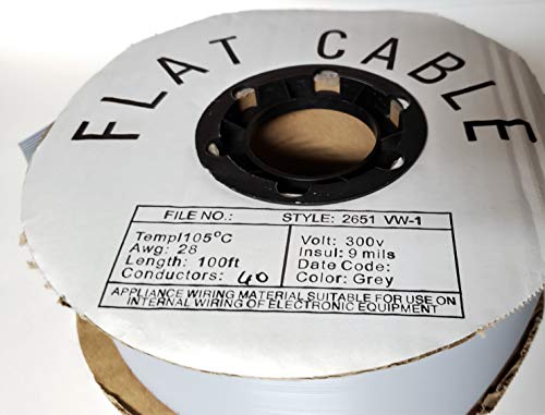 Pc Accessories - Connectors Pro - 100 Feet Spool 40P Flat Ribbon Cable 40 Wires, 40C for 2.54mm 0.1" IDC Connectors - Image 1