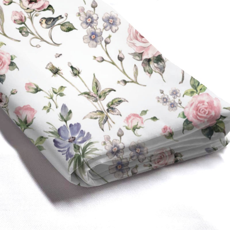 Lovetar Pink Green Flower Vintage Rose Floral Shower Curtain Wildflowers Rustic Cottage Country Washable Waterproof Fabric Bath Curtains Set for Bathroom with 12 Hooks Decor Art - 72"X72" - Image 5