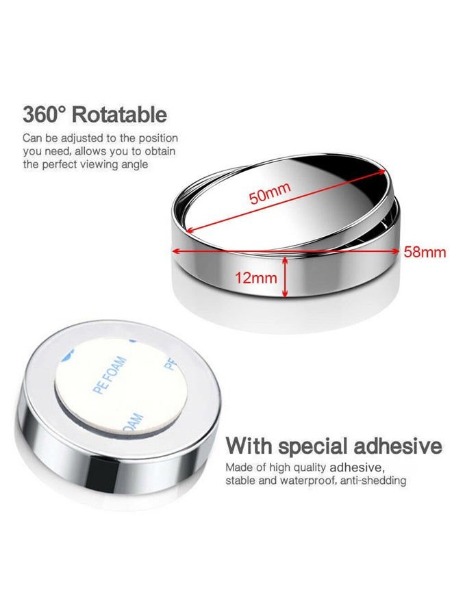 MARLBSTON 2 pcs Blind Spot Mirrors, 2" Round HD Glass Convex 360° Wide Angle Side Rear View Mirror with ABS Housing for Cars SUV and Trucks, Silver, Pack of 2 - Image 3