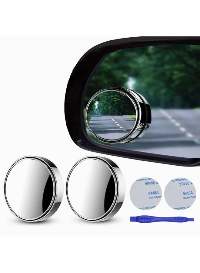 MARLBSTON 2 pcs Blind Spot Mirrors, 2" Round HD Glass Convex 360° Wide Angle Side Rear View Mirror with ABS Housing for Cars SUV and Trucks, Silver, Pack of 2 - Image 1