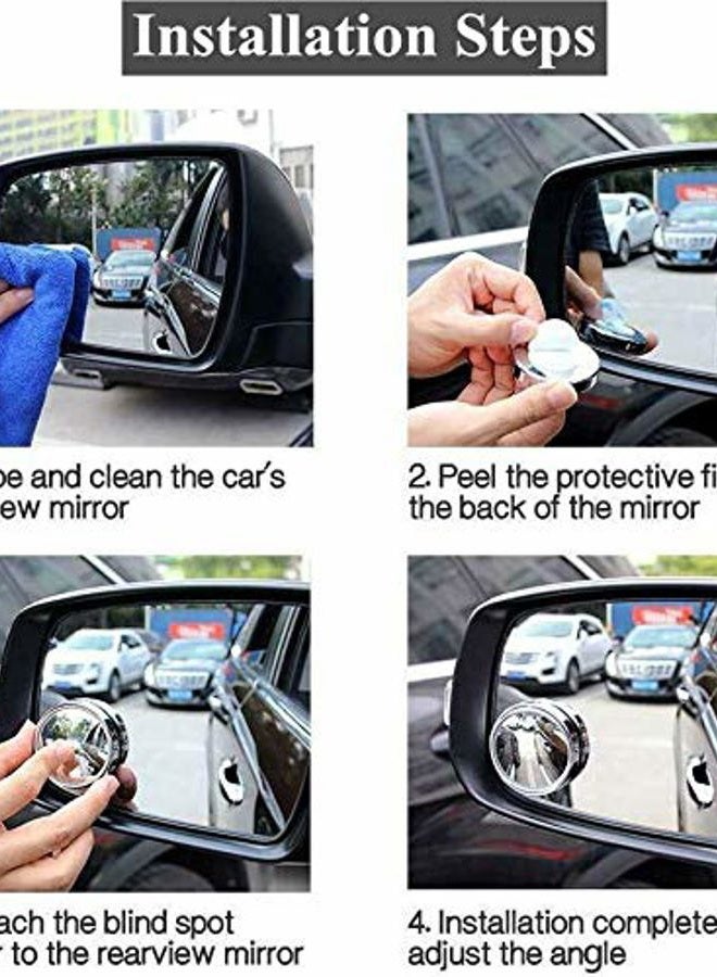 MARLBSTON 2 pcs Blind Spot Mirrors, 2" Round HD Glass Convex 360° Wide Angle Side Rear View Mirror with ABS Housing for Cars SUV and Trucks, Silver, Pack of 2 - Image 4