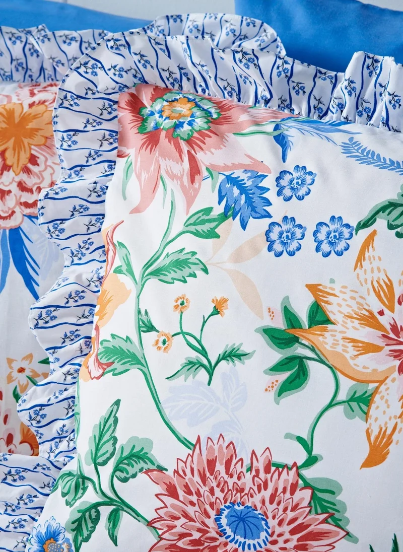 ماتلان Blue Sorrento Floral Ruffle Trim Duvet Set
