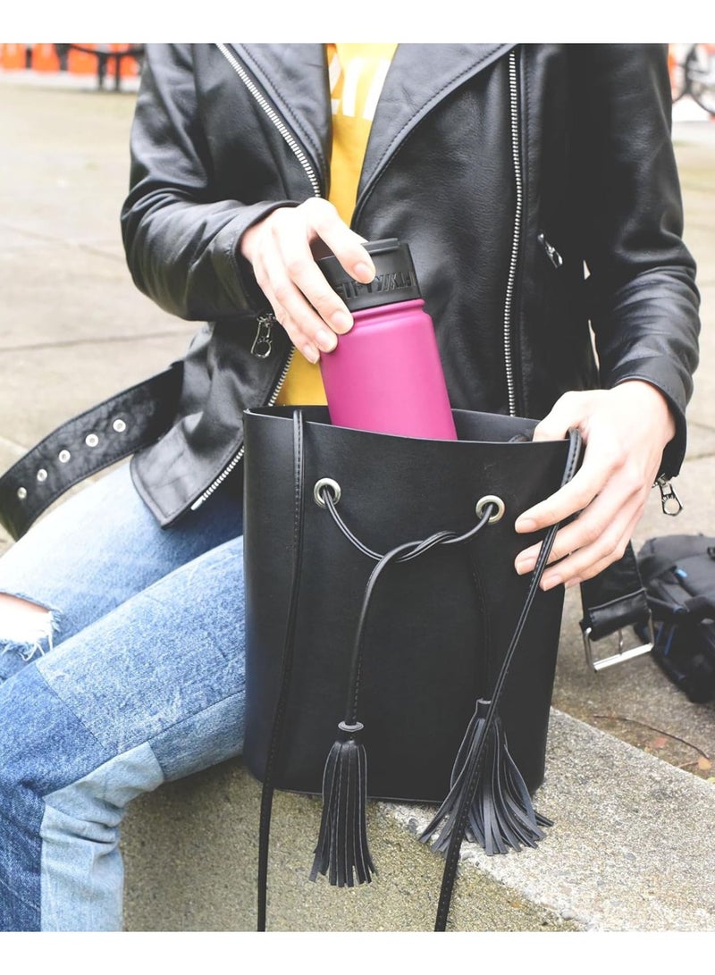 FIFTY 50 Fifty/Fifty Double Wall Vacuum Insulated Stainless Steel Water and Coffee Bottle with Flip Lid and Wide Mouth, V12004BK0, 12oz/354ml, Matte Black, 1 - Image 4