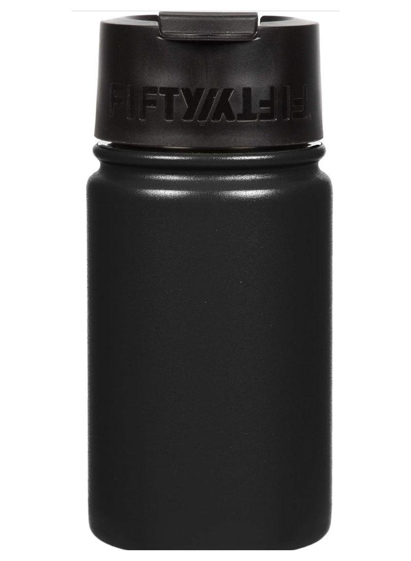 FIFTY 50 Fifty/Fifty Double Wall Vacuum Insulated Stainless Steel Water and Coffee Bottle with Flip Lid and Wide Mouth, V12004BK0, 12oz/354ml, Matte Black, 1 - Image 2