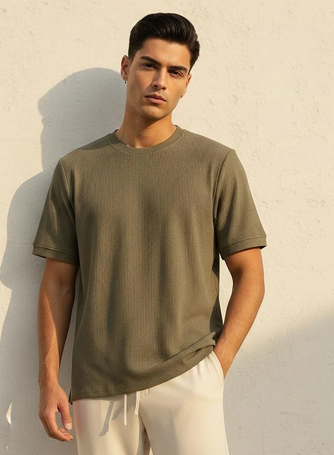 Iconic Iconic Crew Neck Short Sleeves Textured T shirt