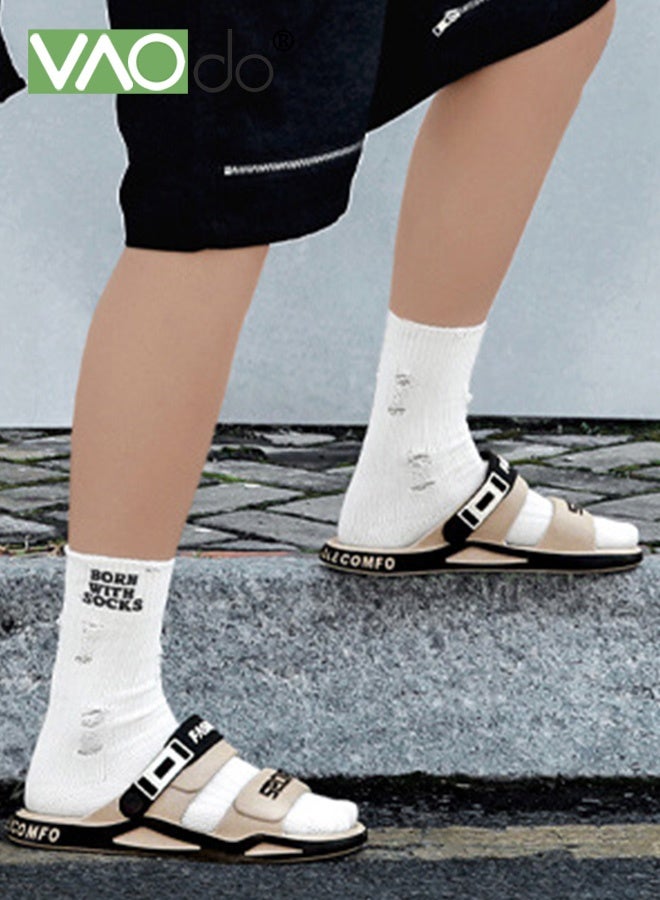 VAOdo Men' s Flat Sandals, Soft PVC Slippers with Adjustable Buckle, Lightweight Cushioned Open-toe Slides, Arch Support Slip-on Flat Shoes, Summer Beach Pool Shower Slipper - Image 2